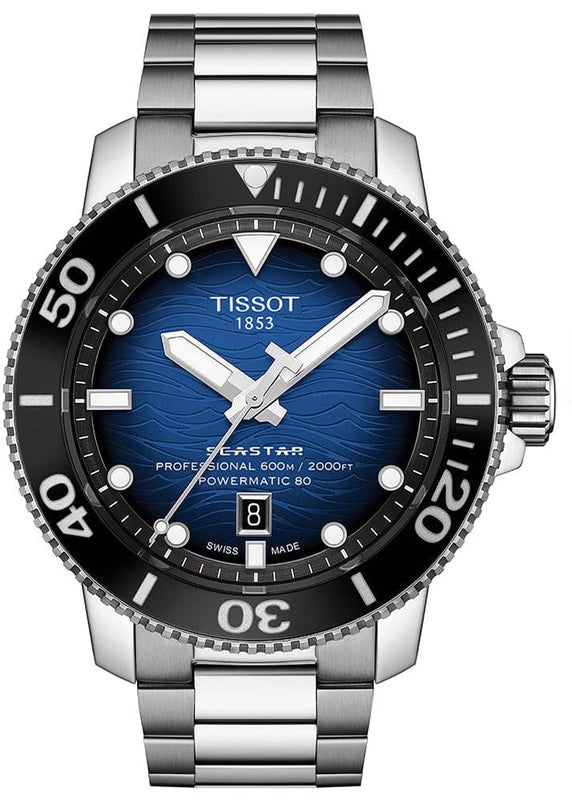 Buy Shop Tissot Seastar 2000 Professional Powermatic 80 Blue Dial Silver Steel Strap Watch for Men - T120.607.11.041.01 USA Online
