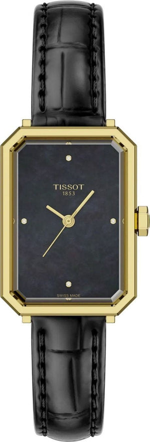 Buy Shop Tissot SRV Black Mother of Pearl Dial Black Leather Strap Watch for Women - T160.110.36.126.00 USA Online
