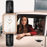 Buy Shop Tissot SRV White Mother of Pearl Dial Black Leather Strap Watch for Women - T160.110.36.113.00 USA Online