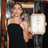 Buy Shop Tissot SRV White Mother of Pearl Dial Black Leather Strap Watch for Women - T160.110.36.113.00 USA Online