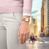 Buy Shop Tissot Stylist Quartz Silver Dial Brown Leather Strap Watch for Women - T159.909.16.031.00 USA Online
