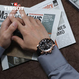 Buy Shop Tissot Supersport Chrono Black Dial Black Leather Strap Watch for Men - T125.617.36.051.00 USA Online