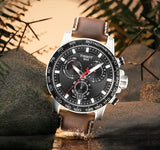 Buy Shop Tissot Supersport Chrono Black Dial Brown Leather Strap Watch for Men - T125.617.16.051.01 USA Online