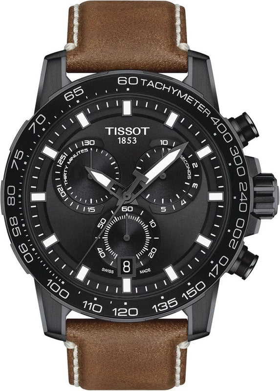 Buy Shop Tissot Supersport Chrono Black Dial Brown Leather Strap Watch for Men - T125.617.36.051.01 USA Online