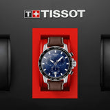 Buy Shop Tissot Supersport Chrono Blue Dial Brown Leather Strap Watch For Men - T125.617.16.041.00 USA Online