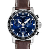 Buy Shop Tissot Supersport Chrono Blue Dial Brown Leather Strap Watch For Men - T125.617.16.041.00 USA Online