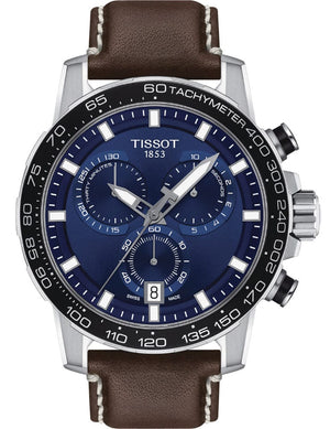 Buy Shop Tissot Supersport Chrono Blue Dial Brown Leather Strap Watch For Men - T125.617.16.041.00 USA Online
