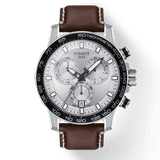 Tissot Supersport Chrono Silver Dial Brown Leather Strap Watch for Men - T125.617.16.031.00