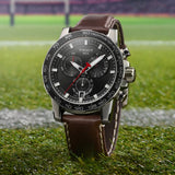 Tissot Supersport Chrono Black Dial Brown Leather Strap Watch for Men - T125.617.16.051.01