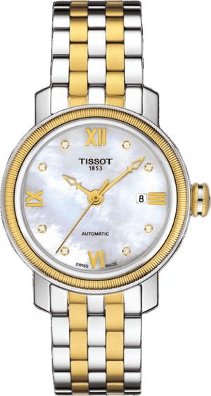 Buy Shop Tissot T Classic Bridgeport Automatic Mother of Pearl Dial Two Tone Steel Strap Watch for Women - T097.410.22.116.00 USA Online