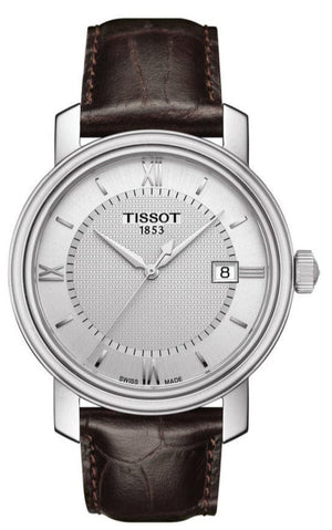 Buy Shop Tissot T Classic Bridgeport Silver Dial Brown Leather Strap Watch For Men - T097.410.16.038.00 USA Online
