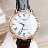 Buy Shop Tissot T Classic Carson Powermatic 80 White Dial Brown Leather Strap Watch for Men - T085.407.36.013.00 USA Online