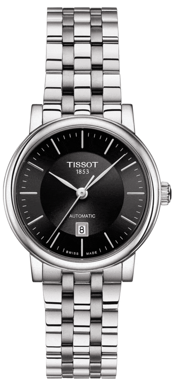 Buy Shop Tissot T Classic Carson Premium Automatic Lady Black Dial Silver Steel Strap Watch for Women - T122.207.11.051.00 USA Online