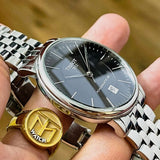 Buy Shop Tissot T Classic Carson Premium Powermatic 80 Black Dial Silver Steel Strap Watch For Men - T122.407.11.051.00 USA Online