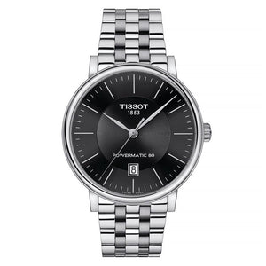Buy Shop Tissot T Classic Carson Premium Powermatic 80 Black Dial Silver Steel Strap Watch For Men - T122.407.11.051.00 USA Online