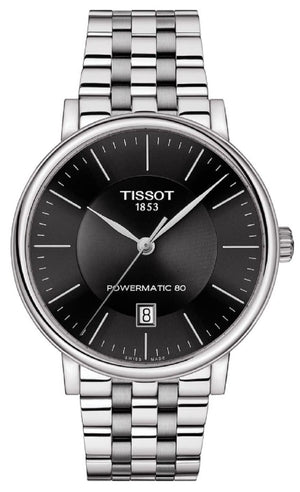 Buy Shop Tissot T Classic Carson Premium Powermatic 80 Black Dial Silver Steel Strap Watch For Men - T122.407.11.051.00 USA Online