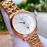 Buy Shop Tissot T Classic Carson Premium White Dial Rose Gold Steel Strap Watch for Women - T122.207.33.031.00 USA Online
