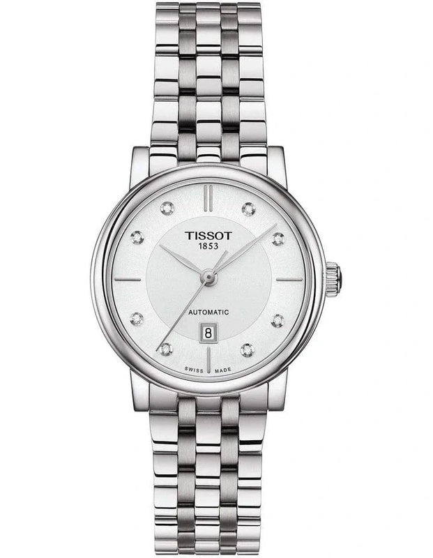 Buy Shop Tissot T Classic Carson Premium White Diamonds Dial Silver Steel Strap Watch for Women - T1222071103600 USA Online