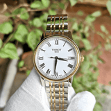 Tissot T Classic Carson Quartz White Dial Two Tone Steel Strap Watch for Men - T085.410.22.013.00