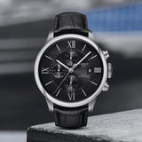 Buy Shop Tissot T Classic Chemin Des Tourelles Chronograph Black Dial Black Leather Strap Watch For Men - T099.427.16.058.00 USA Online
