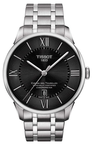 Buy Shop Tissot T Classic Chemin Des Tourelles Chronometer Black Dial Silver Steel Strap Watch For Men - T099.408.11.058.00 USA Online
