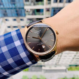 Buy Shop Tissot T Classic Chemin Des Tourelles Powermatic 80 Brown Dial Brown Leather Strap Watch for Men - T099.407.36.447.00 USA Online