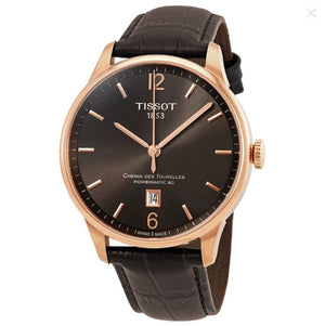 Buy Shop Tissot T Classic Chemin Des Tourelles Powermatic 80 Brown Dial Brown Leather Strap Watch for Men - T099.407.36.447.00 USA Online