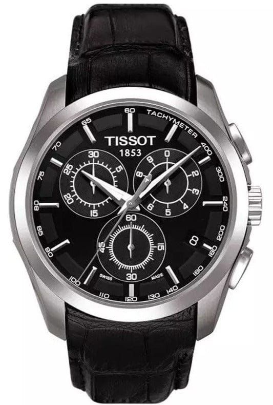 Buy Shop Tissot T Classic Couturier Chronograph Black Dial Black Leather Strap Watch For Men - T035.617.16.051.00 USA Online