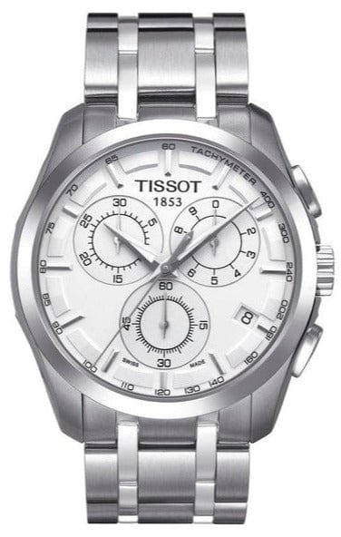 Buy Shop Tissot T Classic Couturier Chronograph White Dial Silver Steel Strap Watch For Men - T101.617.11.031.00 USA Online