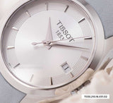 Buy Shop Tissot T Classic Couturier Silver Dial Light Blue Leather Strap Watch For Women - T035.210.16.031.02 USA Online