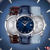 Buy Shop Tissot T Classic Couturier Silver Dial Light Blue Leather Strap Watch For Women - T035.210.16.031.02 USA Online