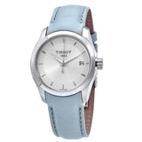 Buy Shop Tissot T Classic Couturier Silver Dial Light Blue Leather Strap Watch For Women - T035.210.16.031.02 USA Online