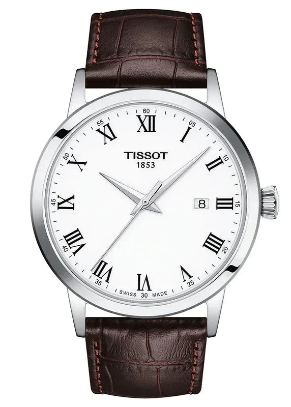 Buy Shop Tissot T Classic Dream Quartz White Dial Brown Leather Strap Watch for Men - T129.410.16.013.00 USA Online
