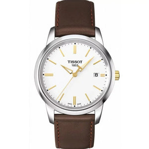 Buy Shop Tissot T Classic Dream White Dial Brown Leather Strap Watch for Men - T033.410.26.011.01 USA Online