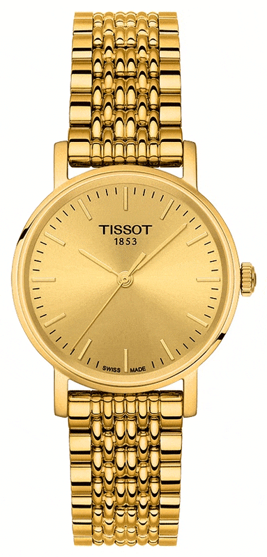 Buy Shop Tissot T Classic Everytime Desire Small Gold Dial Gold Mesh Bracelet Watch For Women - T109.210.33.021.00 USA Online