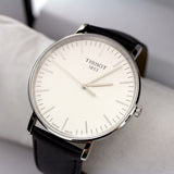 Buy Shop Tissot T Classic Everytime Large White Dial Black Leather Strap Watch For Men - T109.610.16.031.00 USA Online