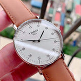 Buy Shop Tissot T Classic Everytime Large White Dial Brown Leather Strap Watch For Men - T109.610.16.037.00 USA Online