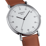Buy Shop Tissot T Classic Everytime Large White Dial Brown Leather Strap Watch For Men - T109.610.16.037.00 USA Online