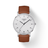 Buy Shop Tissot T Classic Everytime Large White Dial Brown Leather Strap Watch For Men - T109.610.16.037.00 USA Online