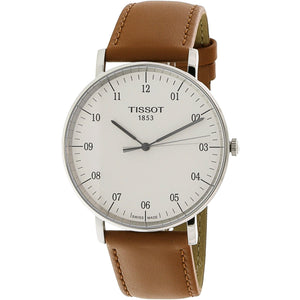 Buy Shop Tissot T Classic Everytime Large White Dial Brown Leather Strap Watch For Men - T109.610.16.037.00 USA Online