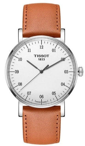 Buy Shop Tissot T Classic Everytime Large White Dial Brown Leather Strap Watch For Men - T109.610.16.037.00 USA Online