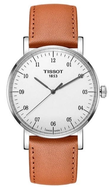 Buy Shop Tissot T Classic Everytime Large White Dial Brown Leather Strap Watch For Men - T109.610.16.037.00 USA Online
