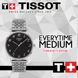 Buy Shop Tissot T Classic Everytime Quartz Black Dial Silver Steel Strap Watch for Men - T109.410.11.072.00 USA Online