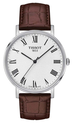 Buy Shop Tissot T Classic Everytime White Dial Brown Leather Strap Watch For Men - T109.410.16.033.00 USA Online
