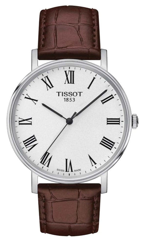 Buy Shop Tissot T Classic Everytime White Dial Brown Leather Strap Watch For Men - T109.410.16.033.00 USA Online