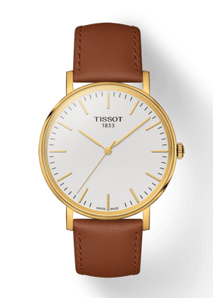 Buy Shop Tissot T Classic Everytime White Dial Brown Leather Strap Watch For Men - T109.410.36.031.00 USA Online