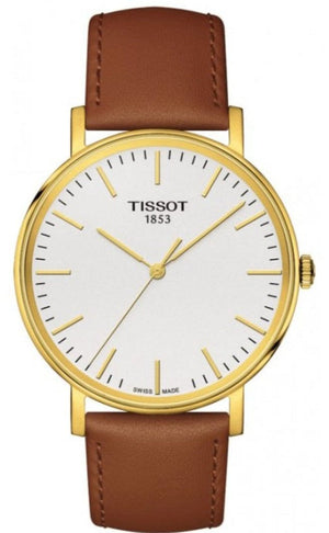 Buy Shop Tissot T Classic Everytime White Dial Brown Leather Strap Watch For Men - T109.410.36.031.00 USA Online