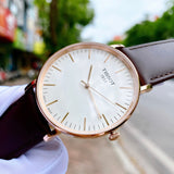 Buy Shop Tissot T Classic Everytime White Dial Brown Leather Strap Watch for Men - T109.610.36.031.00 USA Online