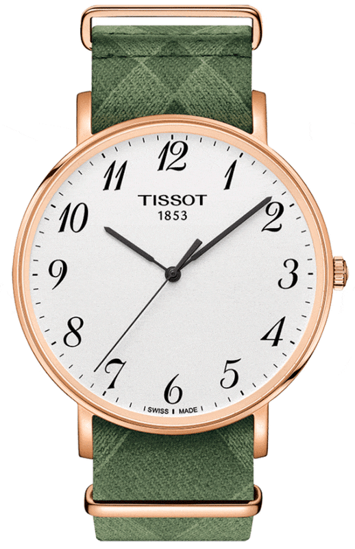 Buy Shop Tissot T Classic Everytime White Dial Green Nylon Strap Watch for Men - T109.610.38.032.00 USA Online