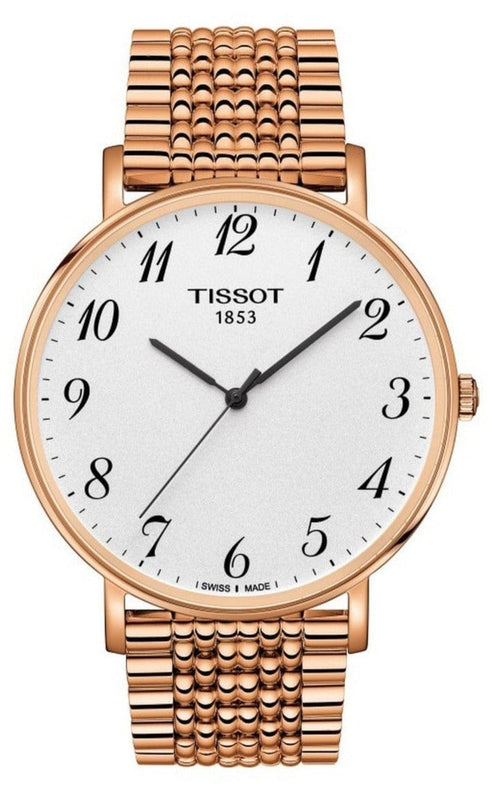 Buy Shop Tissot T Classic Everytime White Dial Rose Gold Mesh Bracelet Watch for Men - T109.610.33.032.00 USA Online